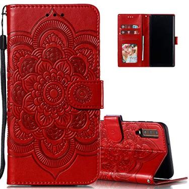 Imagem de LEECOCO Capa para Samsung A7 2018 em relevo luxuosa couro PU flip notebook carteira estilo livro suporte magnético slot para cartão Folio bumper capa de proteção para Samsung Galaxy A7 2018 / A750