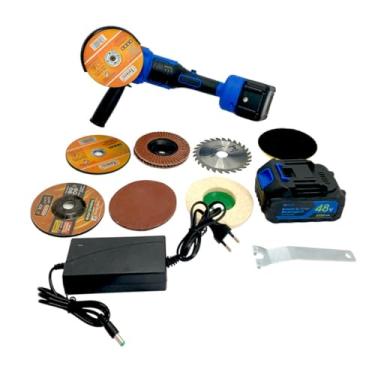 Imagem de Lixadeira Angular Esmerilhadeira sem fio com 2 Baterias 48V 25 peças 20000mAh Esmerilhadeira Angular 48V com Maleta e Acessórios profissional