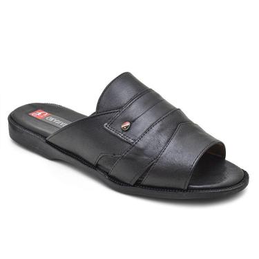 Imagem de Sandalia Masculina Couro Preto Extra Conforto Granado 408