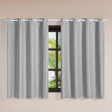 Imagem de Cortina Xadrex para Sala Blecaute Tecido Voil 2x,1,4 Cinza - Charme do