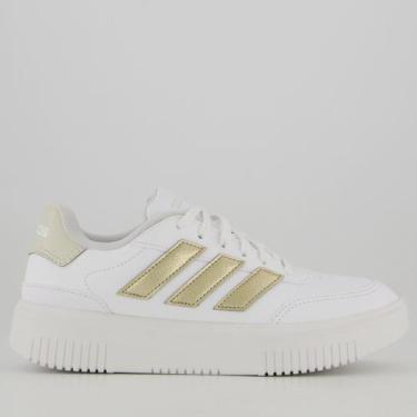 Imagem de Tênis Adidas Courtblock Bold Feminino Branco e Dourado, 37