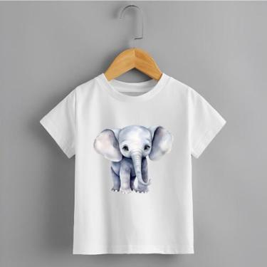 Imagem de Camiseta Infantil Unissex Elefante Personalizada 100% Algodão - NoBran