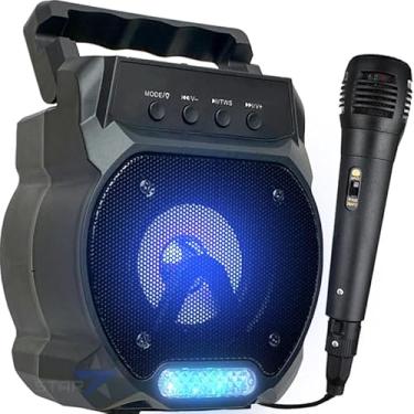 Imagem de Caixa De Som Com Microfone Caixinha Bluetooth Karaokê Pendrive