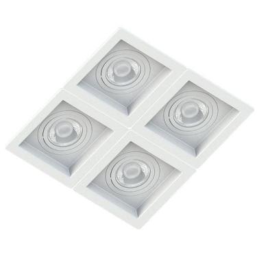 Imagem de Spot Quadruplo Embutir Quadrado Recuado Branco Para Par30 E27 - Delis