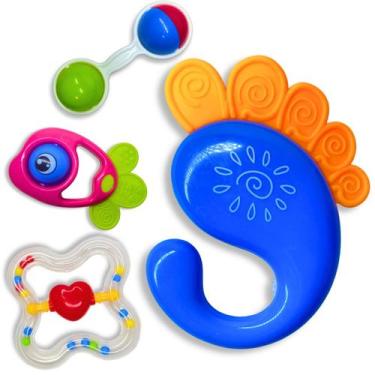 Imagem de Brinquedo Para Bebê Chocalho Infantil Colorido Resistente - Europio