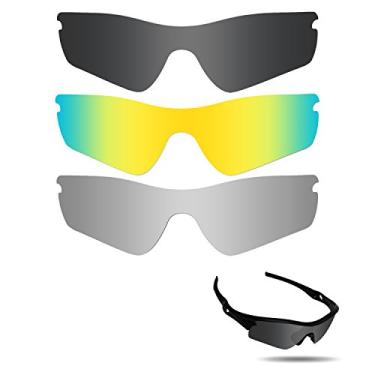 Imagem de Fiskr Lentes polarizadas de substituição para óculos de sol Oakley Radar Path com resistência a impactos, proteção contra raios UV e proteção multifuncional (preto furtivo, prata metálica e ouro 24