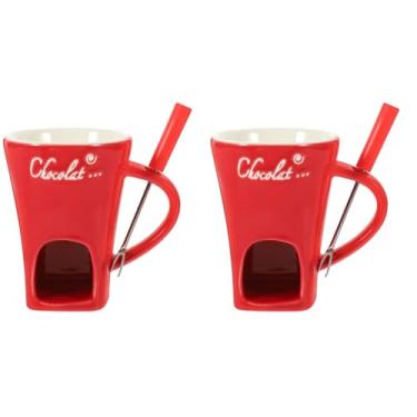 Imagem de Garneck Canecas de fondue de chocolate panela multifuncional de cerâmica caneca de chocolate quente fondue de chocolate derretido de porcelana (2 peças)