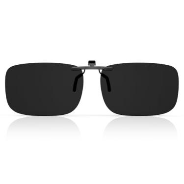 Imagem de Goiteia Óculos de sol polarizados, design retangular leve sobre óculos de grau, não dobra, ajuste compacto, Cat4 preto super escuro para olhos sensíveis (mais preto do que óculos de sol comuns),