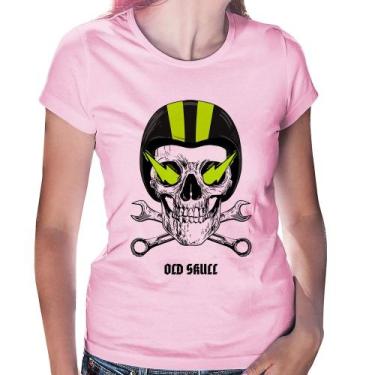 Imagem de Baby Look Old Skull Motorcycle - Foca na Moda, Rosa bebê, GGG