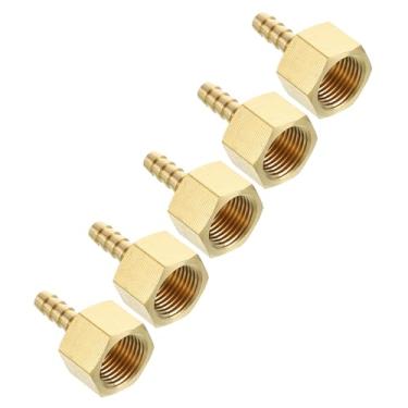 Imagem de Kozelo Pacote com 5 conectores adaptadores de farpa de mangueira de latão Farpa de mangueira de 1/10.2 cm para conexões fêmeas NPT de 3/20.3 cm para máquinas domésticas, banheiras de massagem