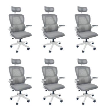 Imagem de Kit 6 Cadeiras de Escritório Presidente Executiva Oficial Legacy Cinza