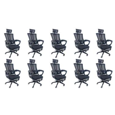 Imagem de Kit 10 Cadeiras de Escritório Presidente Executiva Oficial Paris Preto