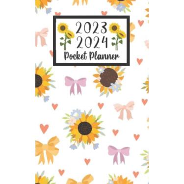 Imagem de 2023 2024 pocket planner For Purse Sunflower Lovers: 2 year Pocket Calendar January 2023 to December 2024 | 24 Months Monthly Planner & Organizer For ... Holidays | Sunflower Floral Pattern cover