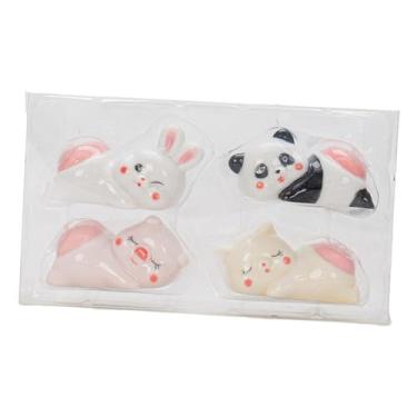 Imagem de IEUDNS Conjunto de descanso de pauzinhos de animais de 4pcs, suporte de colher de jantar, estatueta de escultura para garfo, bosques de cerâmica