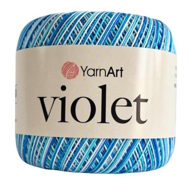 Imagem de YarnArt Violeta – Fio de crochê e tricô 100% algodão mercerizado – Fio de renda macio e durável para bordados, doilies e artesanato DIY – 1 novelo (50 g, 282 m) (Melange - 510)