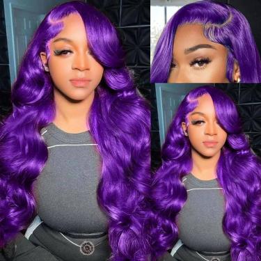 Imagem de Peruca XIAPAY Purple Body Wave 100% cabelo humano 50 cm com cabelo de bebê