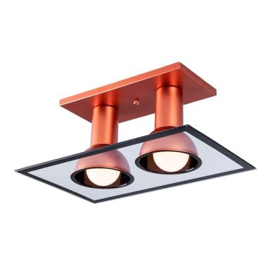 Imagem de Luminária de Teto Plafon de Sobrepor Decoração Quarto Sala Cozinha Cobre 2 Lâmpadas E27 Bivolt (Cobre)