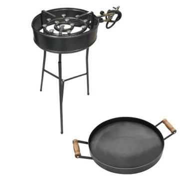Imagem de Kit Fogareiro Bifeira Preto 35cm Disco de 38cm c/ Borda 4cm - Papalégu