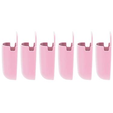 Imagem de 6 conjunto de suporte de controle remoto montado na parede organizador de caixa de armazenamento de telefone caixa de controle remoto montado na parede rack de telefone montado na parede suporte de telefone montado na parede para uso escolar ao lado da cama em casa (rosa)