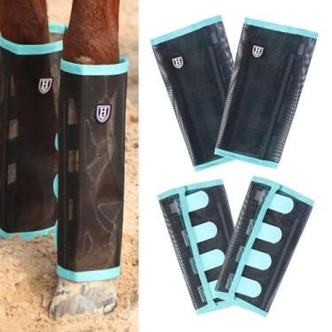 Imagem de Harrison Howard Leggings soltas com mosca de cavalo respirável, resistente a rasgos, proteção de perna de malha fina, botas de mosca confortáveis (conjunto de 4) Pônei hortelã de verão
