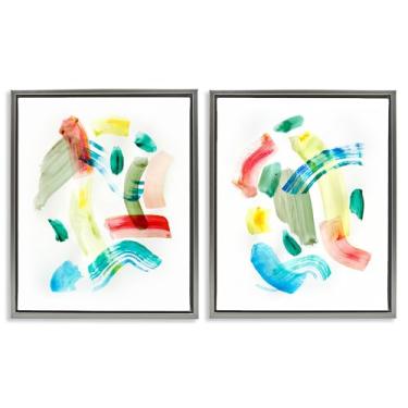 Imagem de Stupell Industries Conjunto de 2 peças de tela flutuante emoldurada cinza com tons abstratos macarana, design de Gemma Bardot, 43 x 53 cm