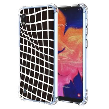 Imagem de JDYGWK Capa para Samsung A10 Galaxy A10, estampa floral transparente, silicone TPU macio, fina, à prova de choque, capa protetora antiarranhões para Samsung Galaxy A10, preto e branco quadriculado