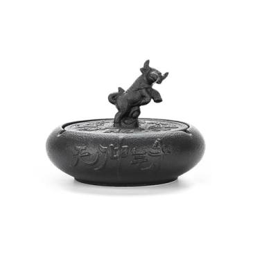 Imagem de Cinzeiro Cinzeiro vintage com tampa para cigarro, cinzeiro à prova de vento, cinzeiro de cerâmica simples para decoração de casa, escritório, bar, café, hotel Cinzeiro de Mesa