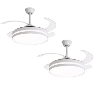 Imagem de 2 Ventilador de Teto 4 Pás Spotline Retrateis 60W Ultra Silencioso LED Multicolor Moderno SL Bivolt