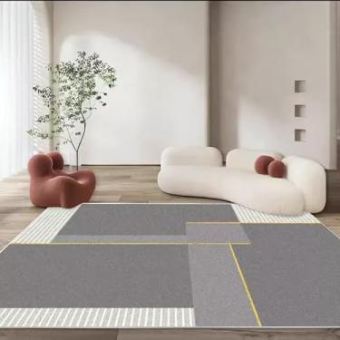 Imagem de Tapete para sala de estar, mesa de centro luxuosa, tapete preto e branco, moderno e minimalista, cobertor de cabeceira para quarto (120 x 200 cm (3,9 x 6,6 pés/X-SJR 13)
