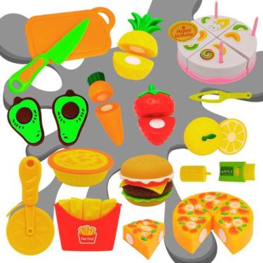Imagem de Brinquedo Frutas Cortar Crec Infantil 32 Peças Comidinhas - STORE SHAR