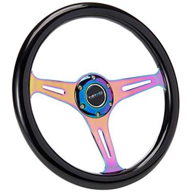 Imagem de NRG Innovations ST-015MC-BK Roda de Grão de Madeira Clássica (350 mm 3 raios Neocromáticos - Aderência de Tinta Preta)