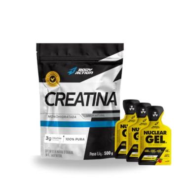 Imagem de Kit Creatina 500g Monohidrata + 3 saches Pre Treino Nuclear Rush (400mg Cafeina) Sabor Guaraná