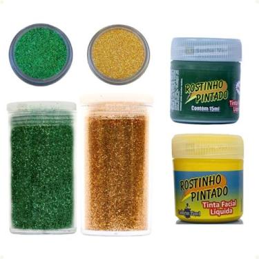 Imagem de Kit Tinta Facial + 2 Glitter Rostinho Pintado Copa Do Mundo