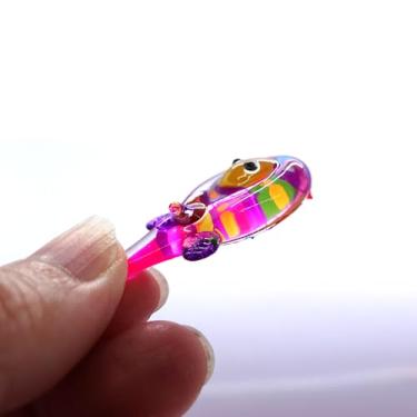 Imagem de Sansukjai Rare Manta Ray Tiny Micro Figurines Hand Blown Glass Art Sea Animals Collectible Gift Home Décor (Multi-Pink)