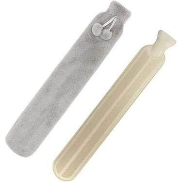 Imagem de Garrafas de água quente, bolsa de água quente, dor no ombro e aquecedor de pés nas mãos, garrafa de água quente, bolsa de água quente, bolsa de água longa com capa de pelúcia macia vestível cinza 2l