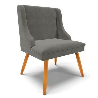 Imagem de Cadeira Estofada Para Sala De Jantar Pés Palito Lia Suede Grafite - Ibiza