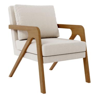 Imagem de Poltrona Decorativa Sala De Estar Escritório Recepção Yumi bouclé Bege