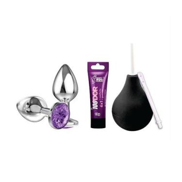 Imagem de Kit Casal Plug Anal Dilatador P + Gel Dessensibilizante Anal + Ducha H