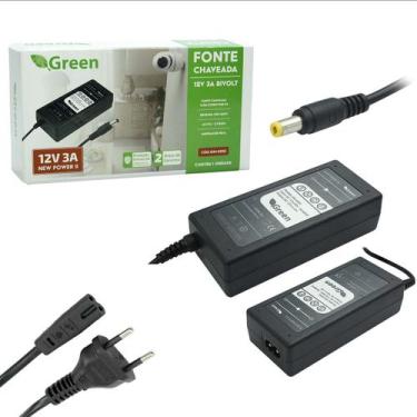 Imagem de Fonte Chaveada 12v 3a 36W Bivolt P4 5,5*2,1mm Cftv Monitor - GREEN