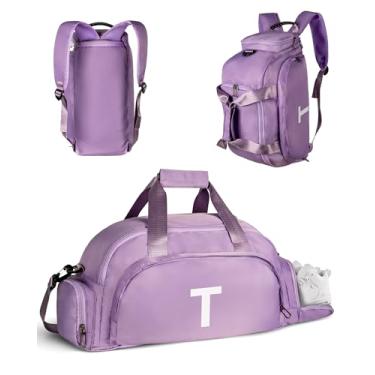 Imagem de Vogewood Presentes de aniversário para meninas de 4, 5, 6, 7, 8, 9, 10, 11, 12 e 13 anos, bolsas de ginástica com compartimento para sapatos, bolsa esportiva personalizada para meninas, monograma para