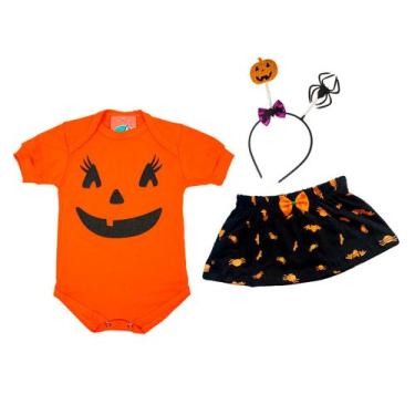 Imagem de Body Bebê Fantasia Halloween Abóbora Menina + Saia e Tiara - Best Bunn