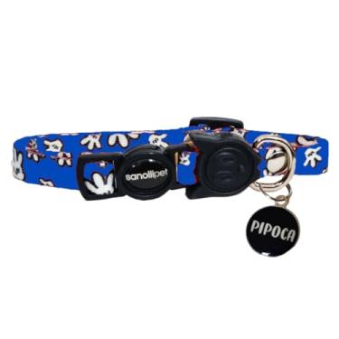 Imagem de Coleira De Gato Com Sistema Anti Enforcamento Mais Plaquinha Com Nome E Telefone Reforçada Estampas (PRETO CORAÇÃO-Com Gatinho)