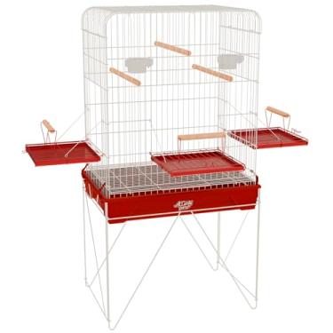 Imagem de Viveiro Grande Gaiola para Calopsita Aves Mansas Malha Larga (Vermelho)