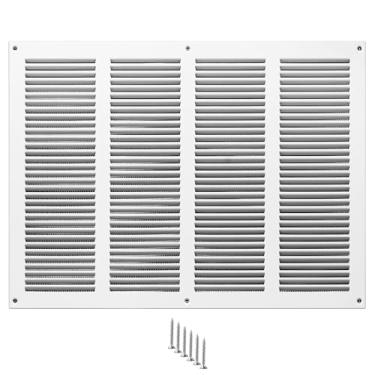 Imagem de TURvent Tampa de ventilação 14x8 (abertura do duto) - Grade de ar de retorno HVAC branca para parede e teto - Tampa de ventilação de metal AC com malha - Registro de ventilação retangular - Dimensões