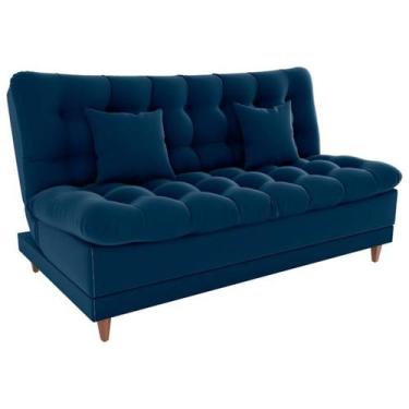 Imagem de Sofa Cama 2 Lugares 185 cm Duda Veludo E433 Azul Milani Store, Azul