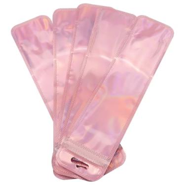 Imagem de Pro Bamboo Kitchen 100 peças de sacos holográficos, embalagem de bugiganga de plástico com estampa de arco-íris, 21,8 x 5,6 cm para pincéis de maquiagem com brilho labial e lápis de sobrancelha