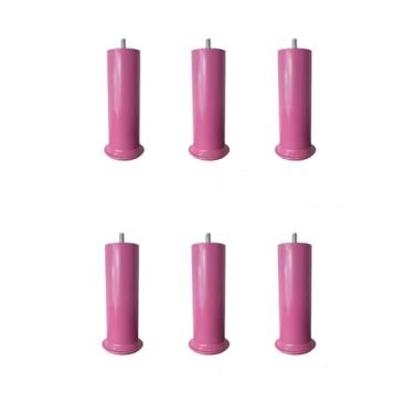 Imagem de Kit Pés Para Cama Box Todos os Modelos e Moveis em Geral Alto Com 18cm de Altura que eleva a Altura da sua Cama Com 6 Unidades Na Cor Rosa Rosca Padrao Universal Medida 5/16 Material Politileno