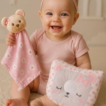 Imagem de Kit de Naninha Paninho com Bichinho Pelúcia + Travesseiro Anatômico Be