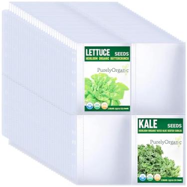 Imagem de MUQING Pacote com 30 120 bolsos para fichário de sementes, páginas organizadoras de armazenamento de sementes de jardim para fichário de 3 anéis, tamanho do compartimento 8,9 cm x 14 cm, mangas para