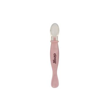 Imagem de Colher de Silicone com Ponta Dupla Rosé Bebê - CLINGO